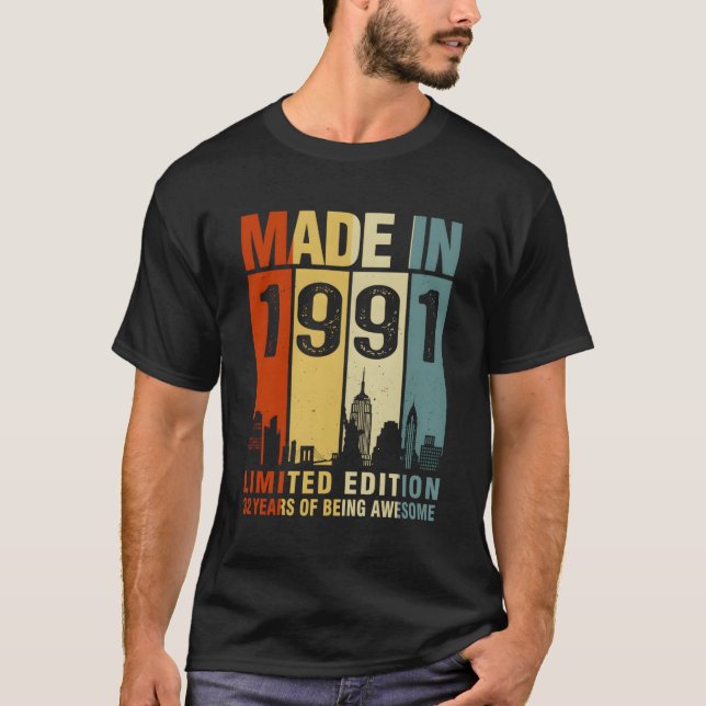T-shirt Fabriqué En 1991 32 Ans D'Être Étonnant (Devant)