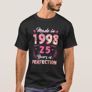 T-shirt Fabriqué En 1998 Floral 25 Ans 25ème Fête