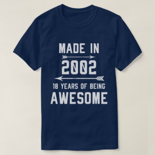 T-shirt Fabriqué en 2002 18 ans de femmes-cadeaux fantasti