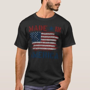 T-shirt Fabriqué En Amérique Avec Le Drapeau Américain Pou