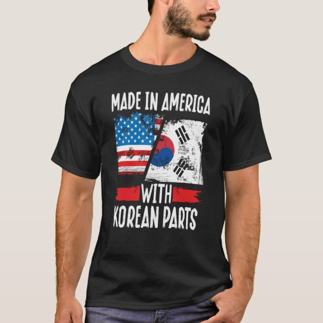 T-shirt Fabriqué En Amérique Avec Parties Coréennes Asiati (Devant)