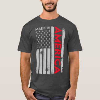 T-shirt Fabriqué En Amérique Drapeau Américain Patriotique