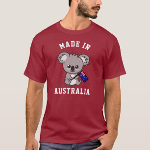 T-shirt Fabriqué En Australie : Koala tenant le drapeau au