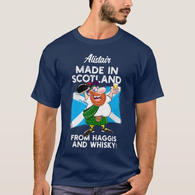 T-shirt Fabriqué en Écosse à partir de Haggis et Whisky (Devant)