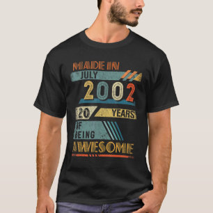 T-shirt Fabriqué En Juillet 2002 20 Ans 20e Anniversaire