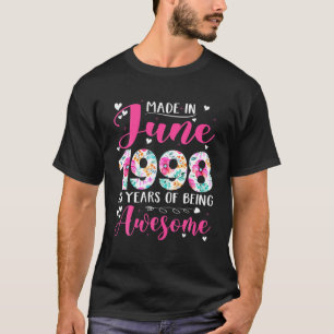 T-shirt Fabriqué En Juin 1998 Fleurs 23E Tenue Anniversair
