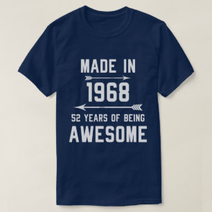 T-shirt Fabriquée en 1968 52 ans de femmes-cadeaux fantast