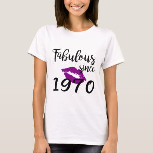 T-shirt Fabuleuse depuis 1970 Glam Birthday Women Lip Purp