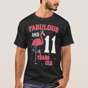 T-shirt Fabuleux Et 11 Ans Flamant rose Rose Anniversaire