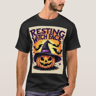 T-shirt Face de sorcière de repos - Drôle Citrouille d'Hal