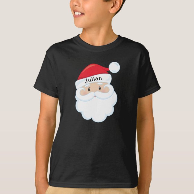 T-shirt Face père Noël avec nom sur Casquette (Devant)