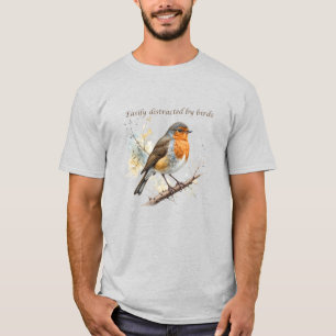 T-shirt Facile à distraire par les oiseaux Citation amusan