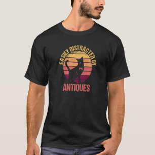 T-shirt Facilement Distrait Par Antiquités Chat Fouille C