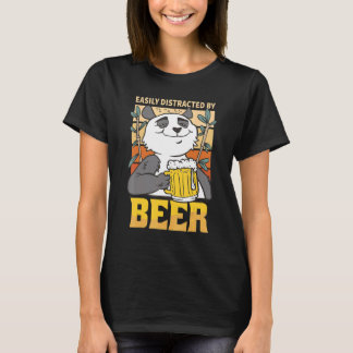 T-shirt Facilement Distrait par Bière Panda Hommes Mariés 