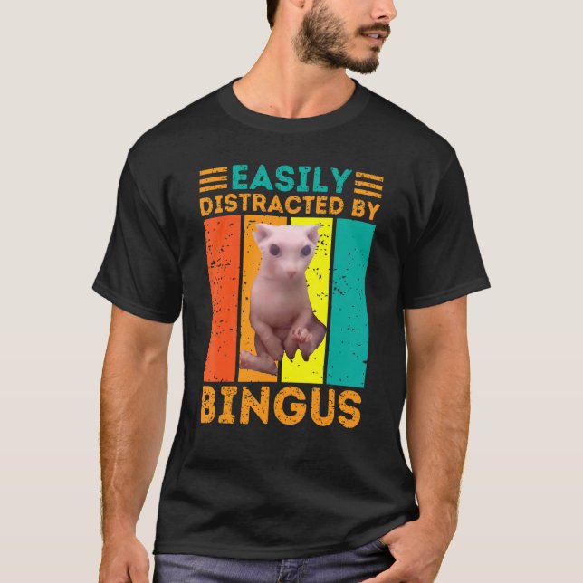 T-shirt Facilement Distrait Par Bingus Sphynx Sphynx Chat (Devant)