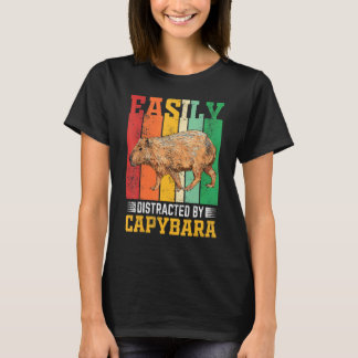 T-shirt Facilement Distrait Par Capybara Animal Rodent