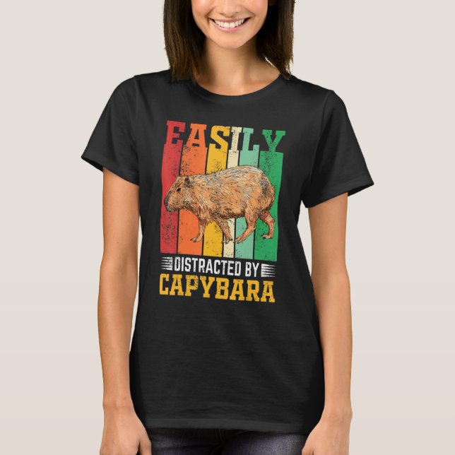 T-shirt Facilement Distrait Par Capybara Animal Rodent (Devant)