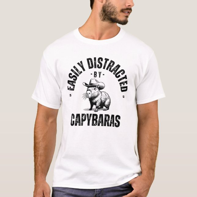 T-shirt Facilement distrait par Capybaras (Devant)