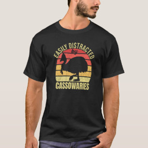 T-shirt Facilement Distrait Par Cassowaries Retro Cassowar