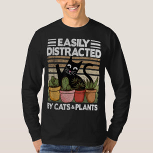 T-shirt Facilement Distrait Par Chats Et Plante Garden Mom