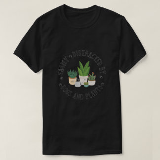 T-shirt Facilement Distrait Par Chiens et Plantes