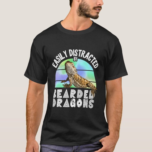 T-shirt Facilement Distrait Par Des Dragons À Poils Reptil (Devant)