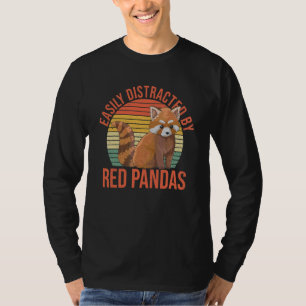 T-shirt Facilement Distrait Par Des Pandas Rouges Pour Un
