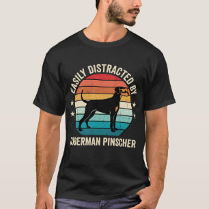 T-shirt Facilement distrait par Doberman Pinscher Retro Su