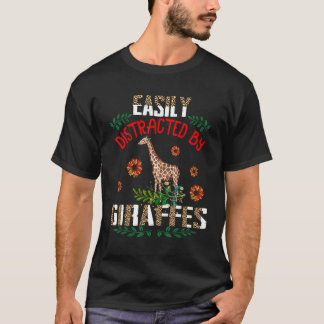 T-shirt Facilement Distrait Par Giraffes Leopard Sunflower