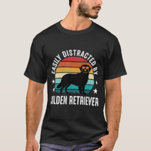 T-shirt Facilement distrait par Golden Retriever Retro Sun