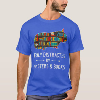 T-shirt Facilement Distrait Par Hamsters Livres Lover Cade