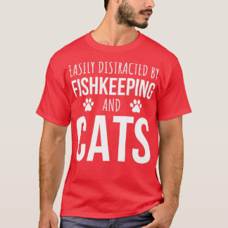 T-shirt Facilement Distrait Par La Pêche Et Les Chats