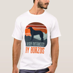 T-shirt Facilement Distrait Par La Promenade De Borzoïs