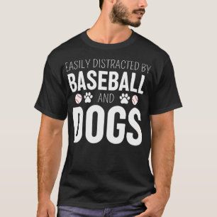 T-shirt Facilement Distrait Par Le Baseball Et Les Chiens 