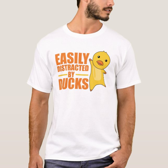 T-shirt Facilement Distrait Par Les Canards - Drôle Canard (Devant)