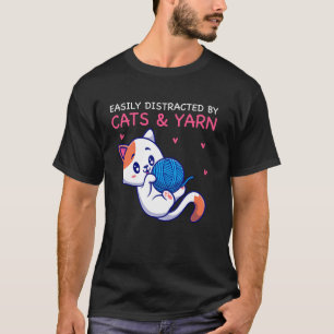 T-shirt Facilement distrait par les chats et le tricot de 