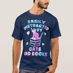 T-shirt Facilement Distrait Par Les Chats Et Les Livres Ch