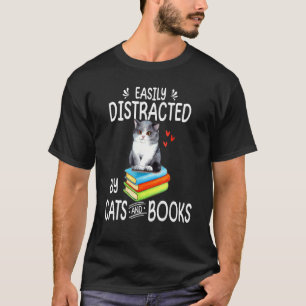 T-shirt Facilement Distrait Par Les Chats Et Les Livres Ch