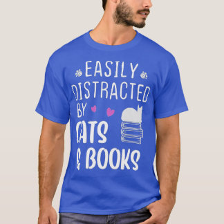 T-shirt Facilement distrait par les chats et les livresLou