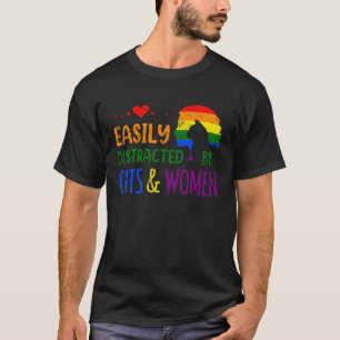 T-shirt Facilement Distrait Par Les Chats Femmes LGBTQ Les
