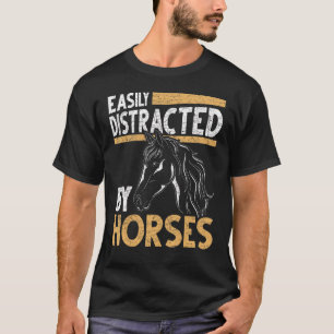 T-shirt Facilement Distrait Par Les Chevaux Équitation Equ