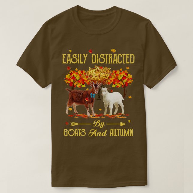 T-shirt Facilement Distrait Par Les Chèvres Et L'Automne S (Design devant)
