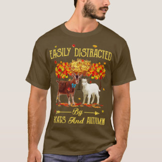 T-shirt Facilement Distrait Par Les Chèvres Et L'Automne S