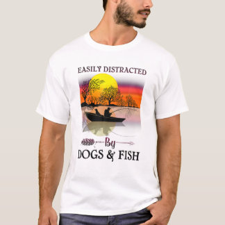 T-shirt Facilement Distrait Par Les Chiens Et Les Poissons