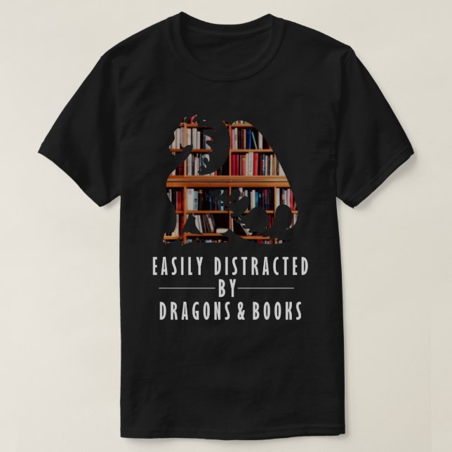 T-shirt Facilement Distrait Par Les Dragons Et Livre Nerds (Design devant)