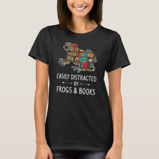 T-shirt facilement distrait par les grenouilles et les liv