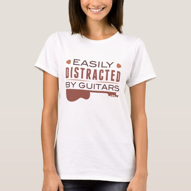 T-shirt Facilement Distrait Par Les Guitares (Devant)
