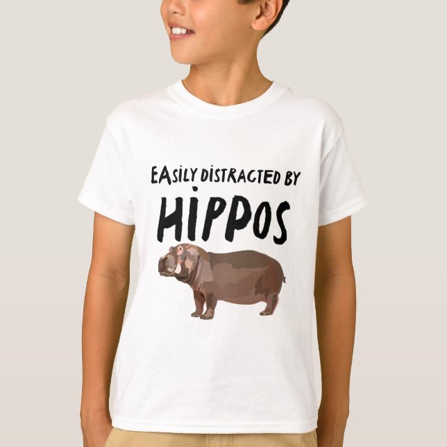 T-shirt Facilement Distrait Par Les Hippopotames (Devant)