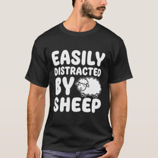 T-shirt Facilement Distrait Par Les Moutons, Drôle Amateur