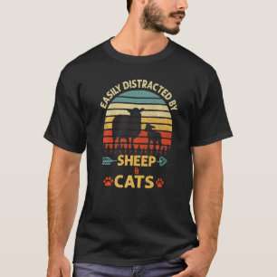 T-shirt Facilement Distrait Par Les Moutons Et Les Chats F